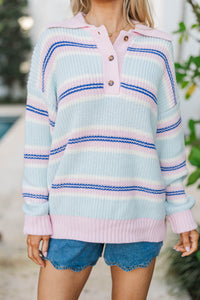 Just Toss It On Light Blue Striped Sweater