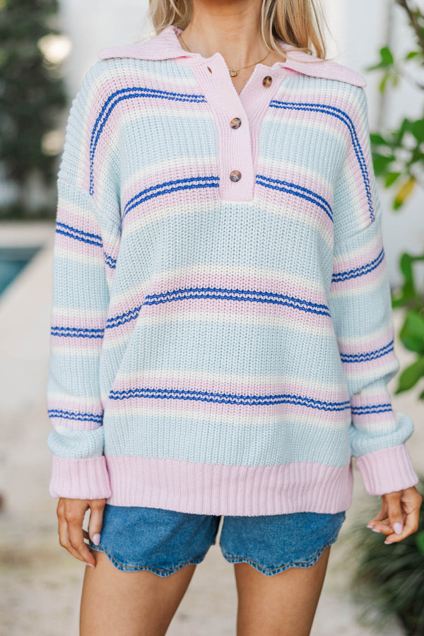 Just Toss It On Light Blue Striped Sweater