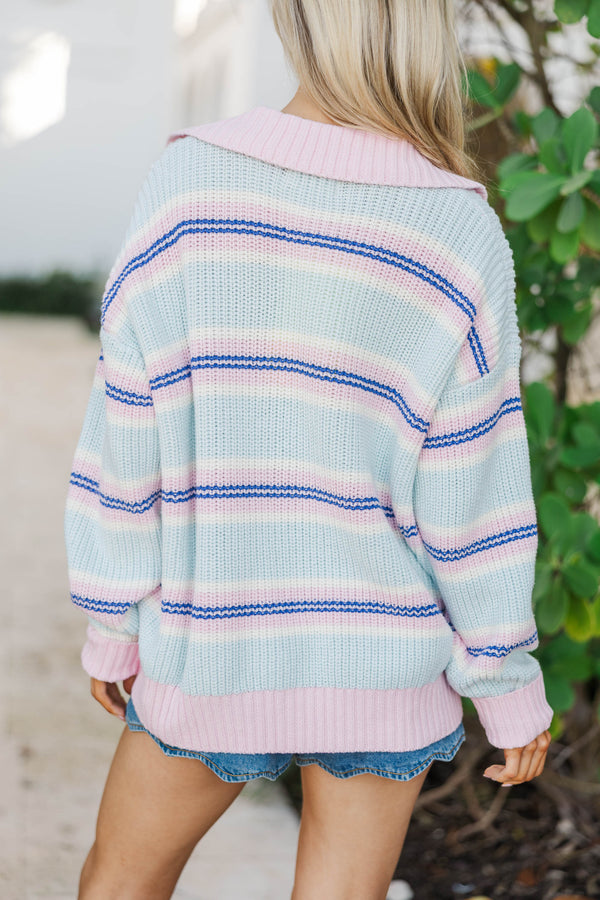 Just Toss It On Light Blue Striped Sweater