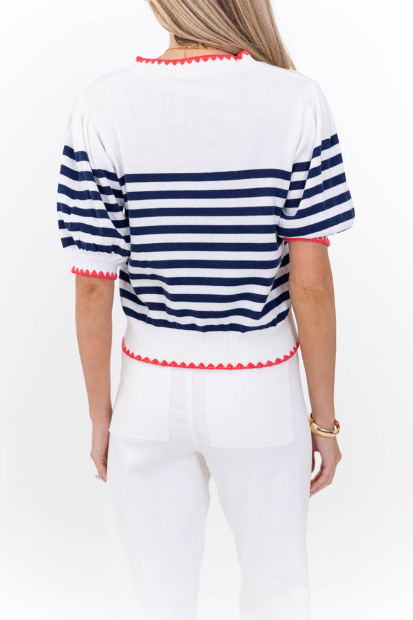 Let The Good In White Striped Sweater