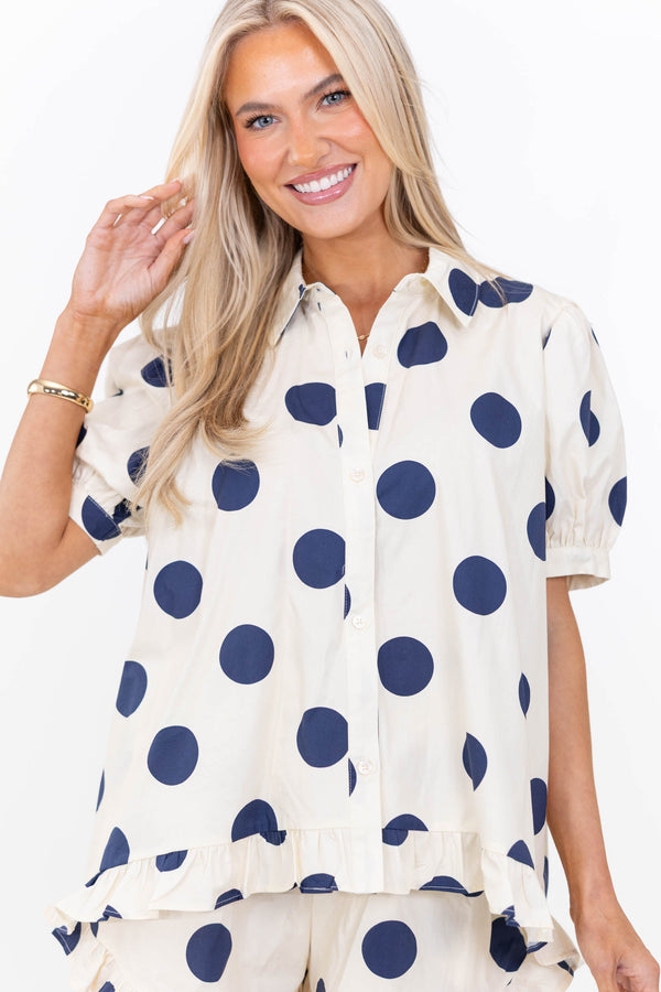 Made For Moments Cream Polka Dot Blouse