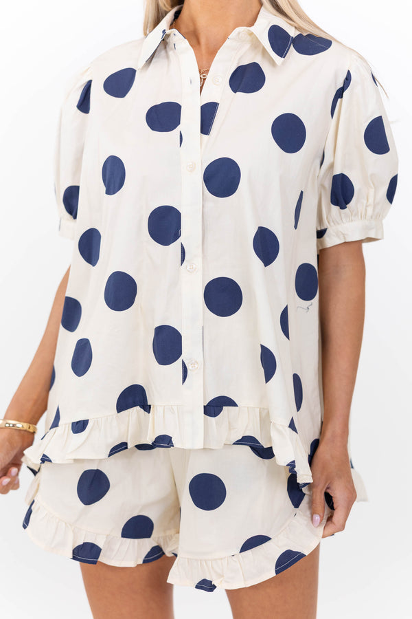Made For Moments Cream Polka Dot Blouse