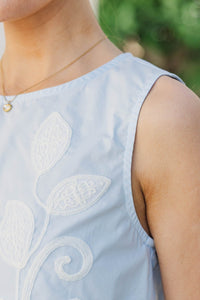 Relaxed Everyday Light Blue Embroidered Tank