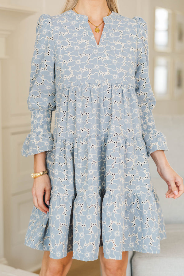 NURSING COLLECTION: In Your Happy Place Light Blue Eyelet Dress
