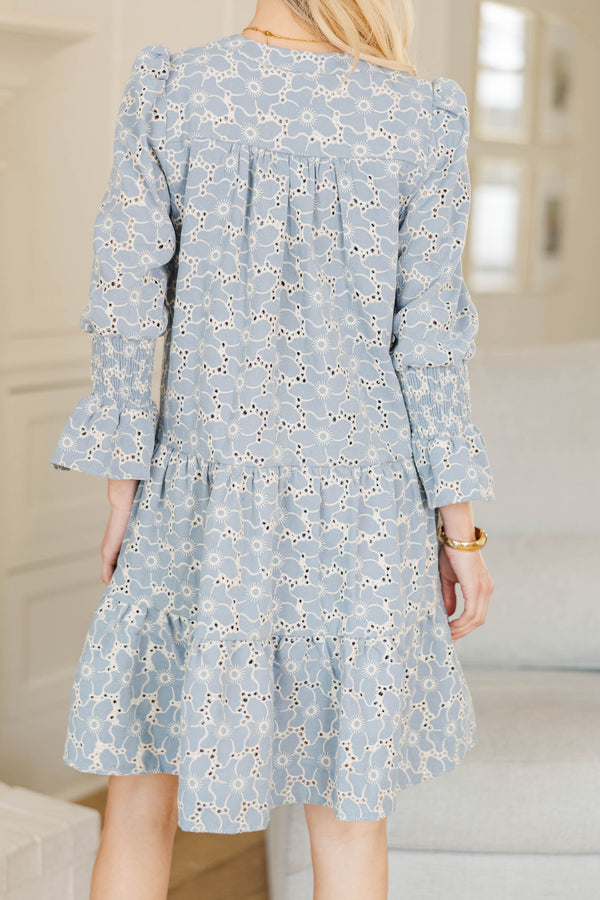 NURSING COLLECTION: In Your Happy Place Light Blue Eyelet Dress