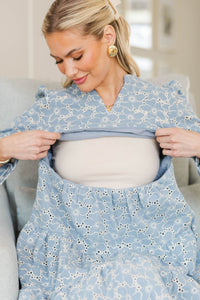NURSING COLLECTION: In Your Happy Place Light Blue Eyelet Dress