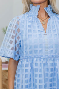 NURSING COLLECTION: Feeling Your Best Light Blue Textured Dress