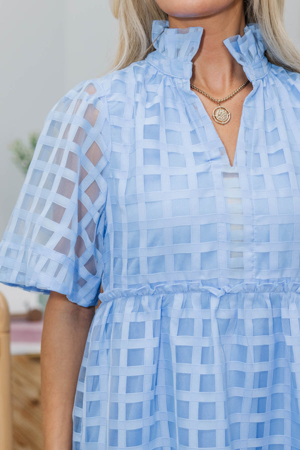 NURSING COLLECTION: Feeling Your Best Light Blue Textured Dress