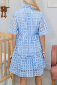 NURSING COLLECTION: Feeling Your Best Light Blue Textured Dress