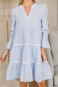 NURSING COLLECTION: All The Way Back Blue Gingham Scallop Dress