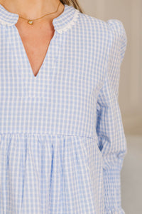 NURSING COLLECTION: All The Way Back Blue Gingham Scallop Dress