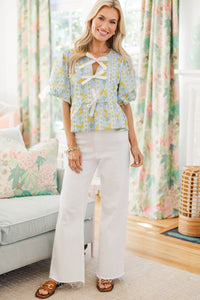 NURSING COLLECTION: Sweet Intentions Light Blue Butterfly Print Blouse