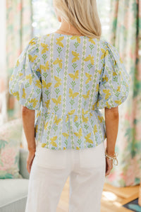 NURSING COLLECTION: Sweet Intentions Light Blue Butterfly Print Blouse