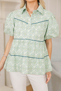 NURSING COLLECTION: Giving Your All Green Medallion Blouse