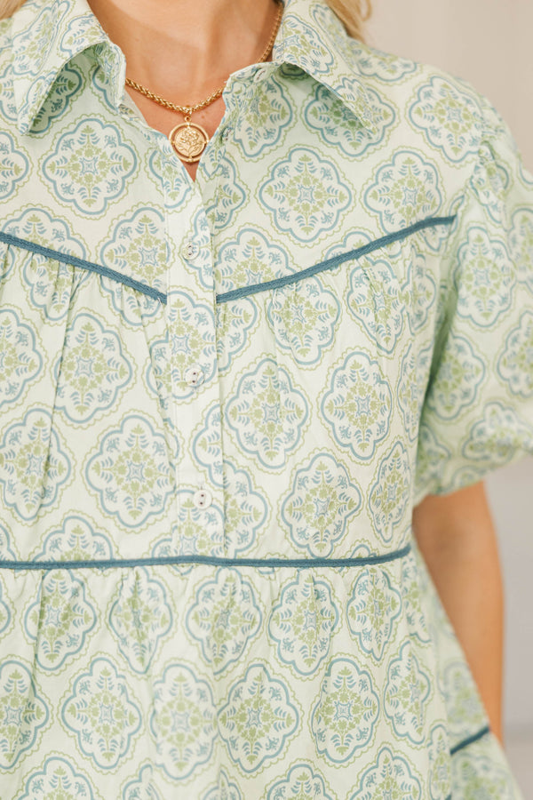 NURSING COLLECTION: Giving Your All Green Medallion Blouse