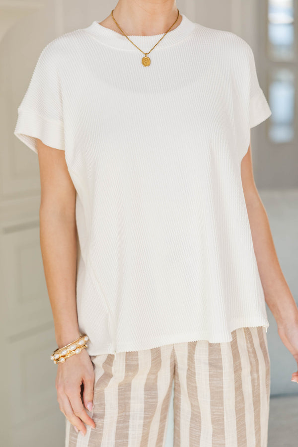 NURSING COLLECTION: Catch On White Ribbed Top