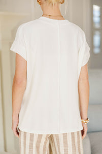 NURSING COLLECTION: Catch On White Ribbed Top