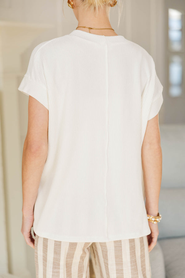 NURSING COLLECTION: Catch On White Ribbed Top