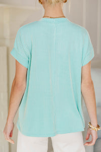 NURSING COLLECTION: Catch On Aqua Ribbed Top