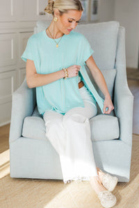 NURSING COLLECTION: Catch On Aqua Ribbed Top
