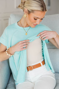 NURSING COLLECTION: Catch On Aqua Ribbed Top