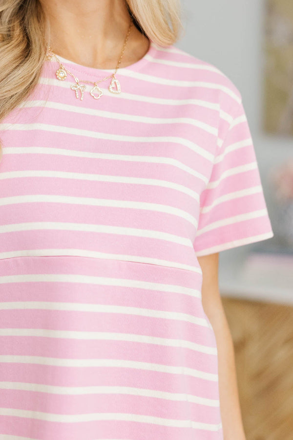 NURSING COLLECTION: Lucky You Pink Striped Tee