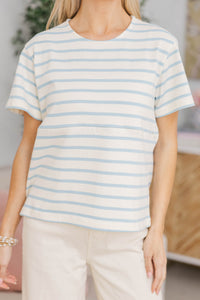 NURSING COLLECTION: Lucky You Light Blue Striped Tee