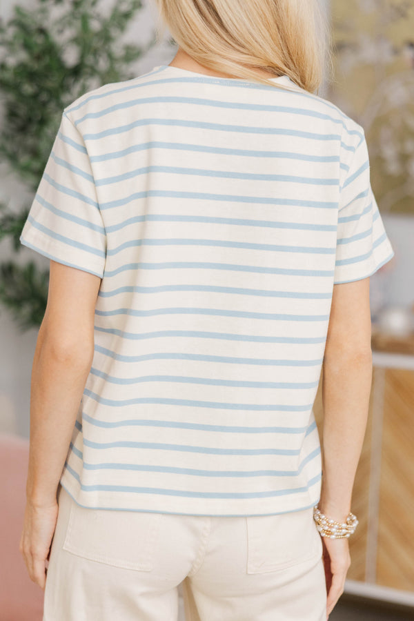 NURSING COLLECTION: Lucky You Light Blue Striped Tee