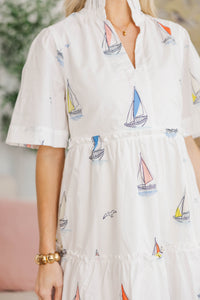 NURSING COLLECTION: Feeling Your Best White Sailboat Dress