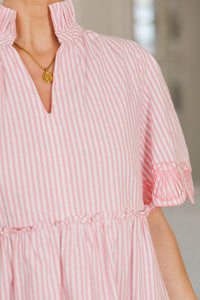 NURSING COLLECTION: Sweet As The Moment Pink Striped Embroidered Dress