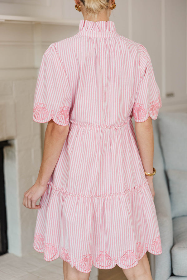 NURSING COLLECTION: Sweet As The Moment Pink Striped Embroidered Dress