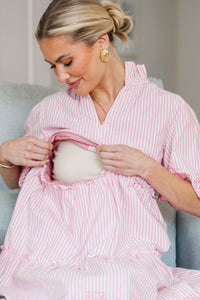 NURSING COLLECTION: Sweet As The Moment Pink Striped Embroidered Dress