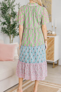 NURSING COLLECTION: Feeling Your Best Green Medallion Midi Dress