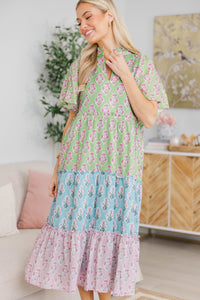NURSING COLLECTION: Feeling Your Best Green Medallion Midi Dress