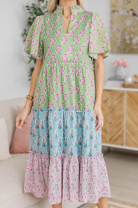 NURSING COLLECTION: Feeling Your Best Green Medallion Midi Dress
