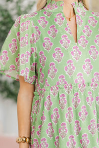 NURSING COLLECTION: Feeling Your Best Green Medallion Midi Dress