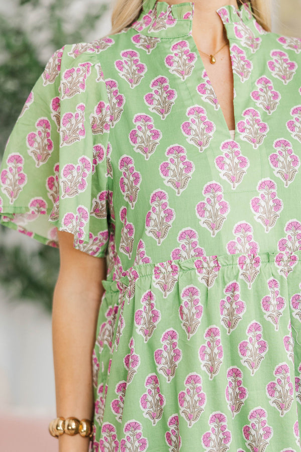 NURSING COLLECTION: Feeling Your Best Green Medallion Midi Dress