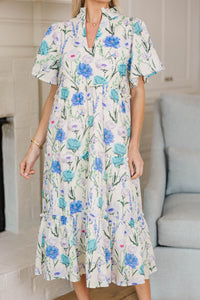 NURSING COLLECTION: Feeling Your Best Blue Floral Midi Dress