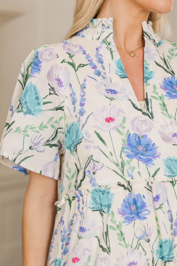 NURSING COLLECTION: Feeling Your Best Blue Floral Midi Dress