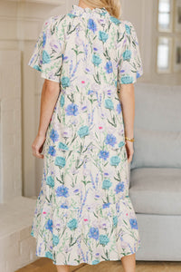 NURSING COLLECTION: Feeling Your Best Blue Floral Midi Dress