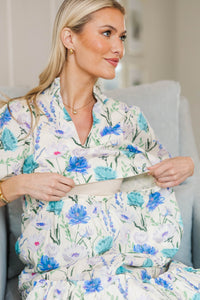 NURSING COLLECTION: Feeling Your Best Blue Floral Midi Dress