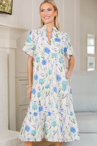 NURSING COLLECTION: Feeling Your Best Blue Floral Midi Dress