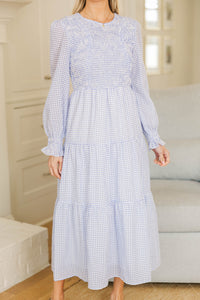 NURSING COLLECTION: Best Day Light Blue Gingham Midi Dress