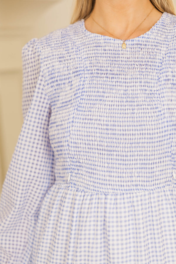 NURSING COLLECTION: Best Day Light Blue Gingham Midi Dress