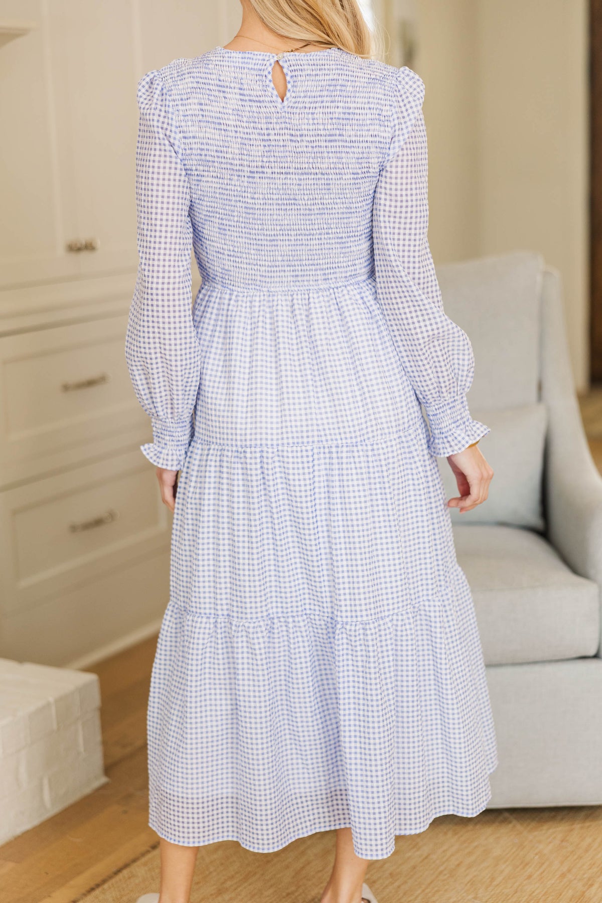 NURSING COLLECTION: Best Day Light Blue Gingham Midi Dress – Shop the Mint