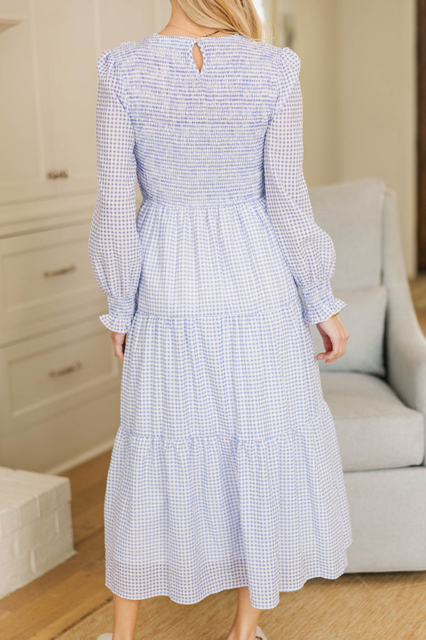NURSING COLLECTION: Best Day Light Blue Gingham Midi Dress