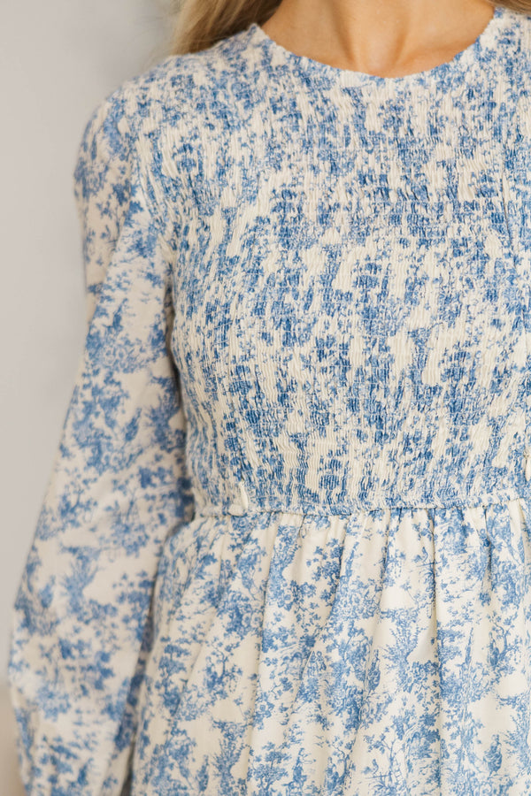 NURSING COLLECTION: Best Day Blue Toile Midi Dress