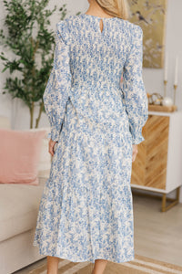 NURSING COLLECTION: Best Day Blue Toile Midi Dress