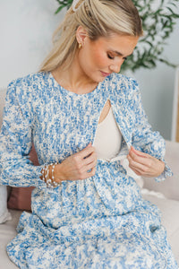 NURSING COLLECTION: Best Day Blue Toile Midi Dress