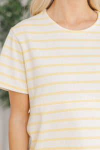NURSING COLLECTION: Lucky You Yellow Striped Tee